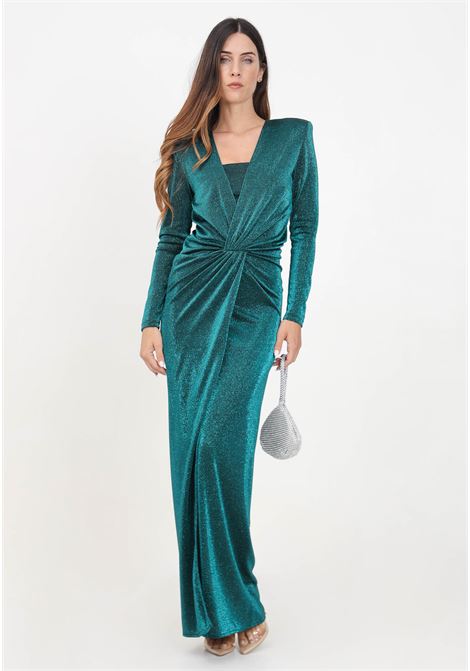 Long emerald green dress for women with a light shimmering effect SIMONA CORSELLINI | A24CEAB045-01-TJER00490709